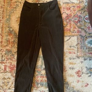 High waisted olive green velvet pants.